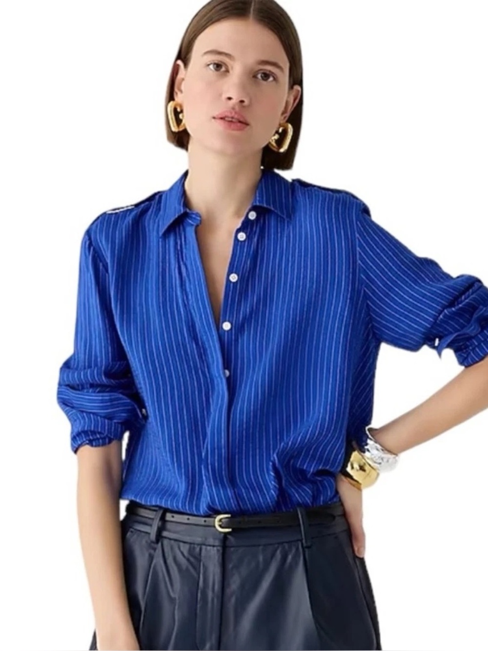 J. Crew Blue and Silver Blouse